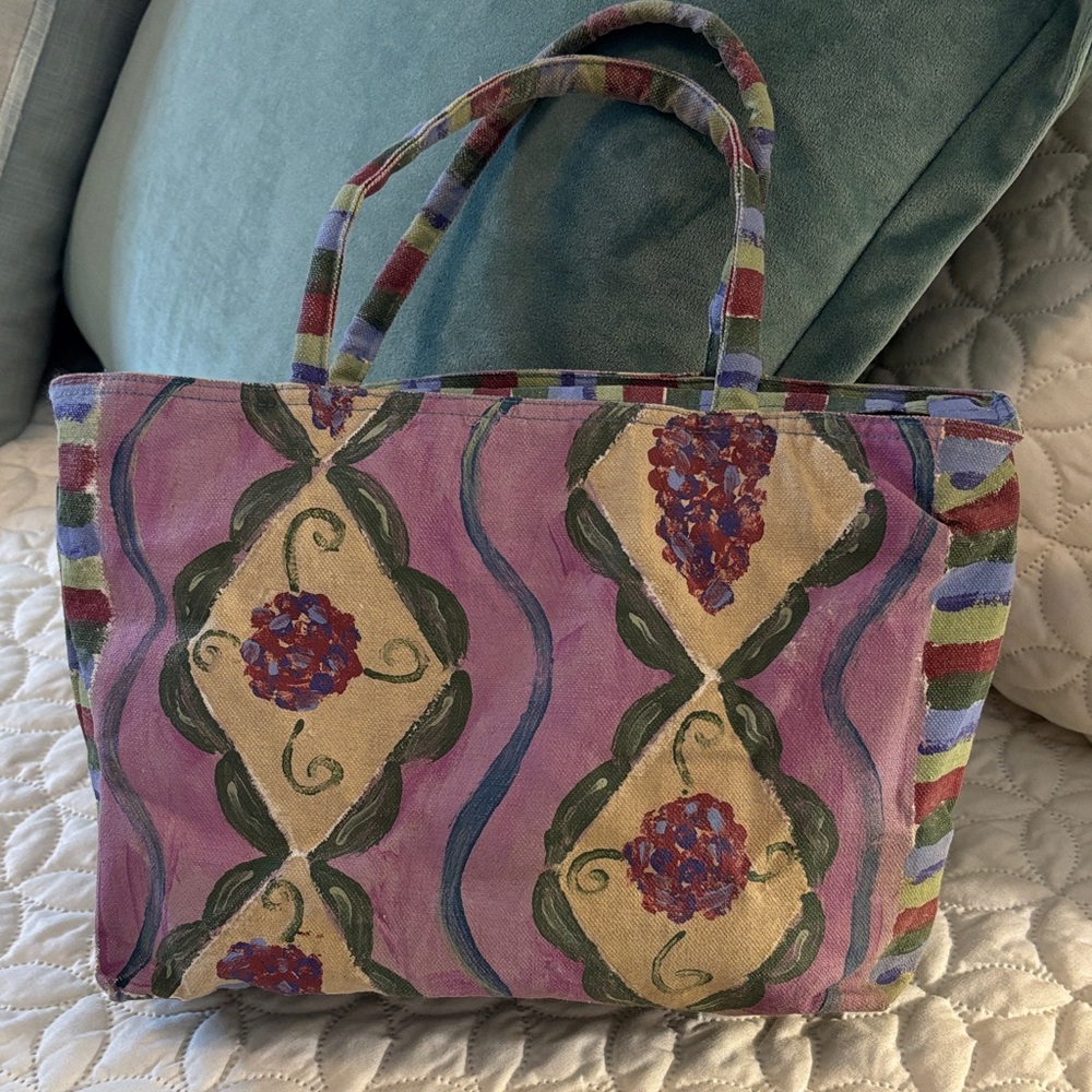 Silkscapes Vintage Artistic Handpainted Satchel Bag EUC
